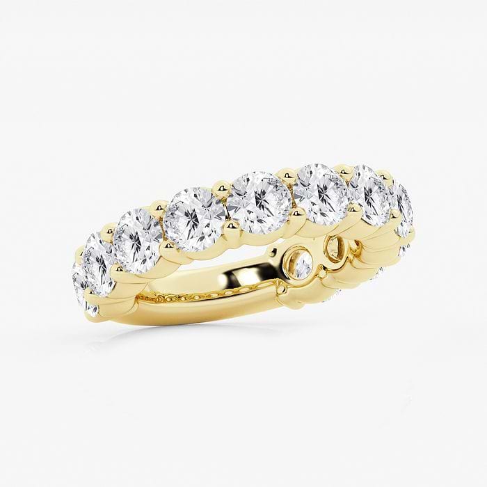 Round Three Quarter Eternity Shared Prong Wedding Band