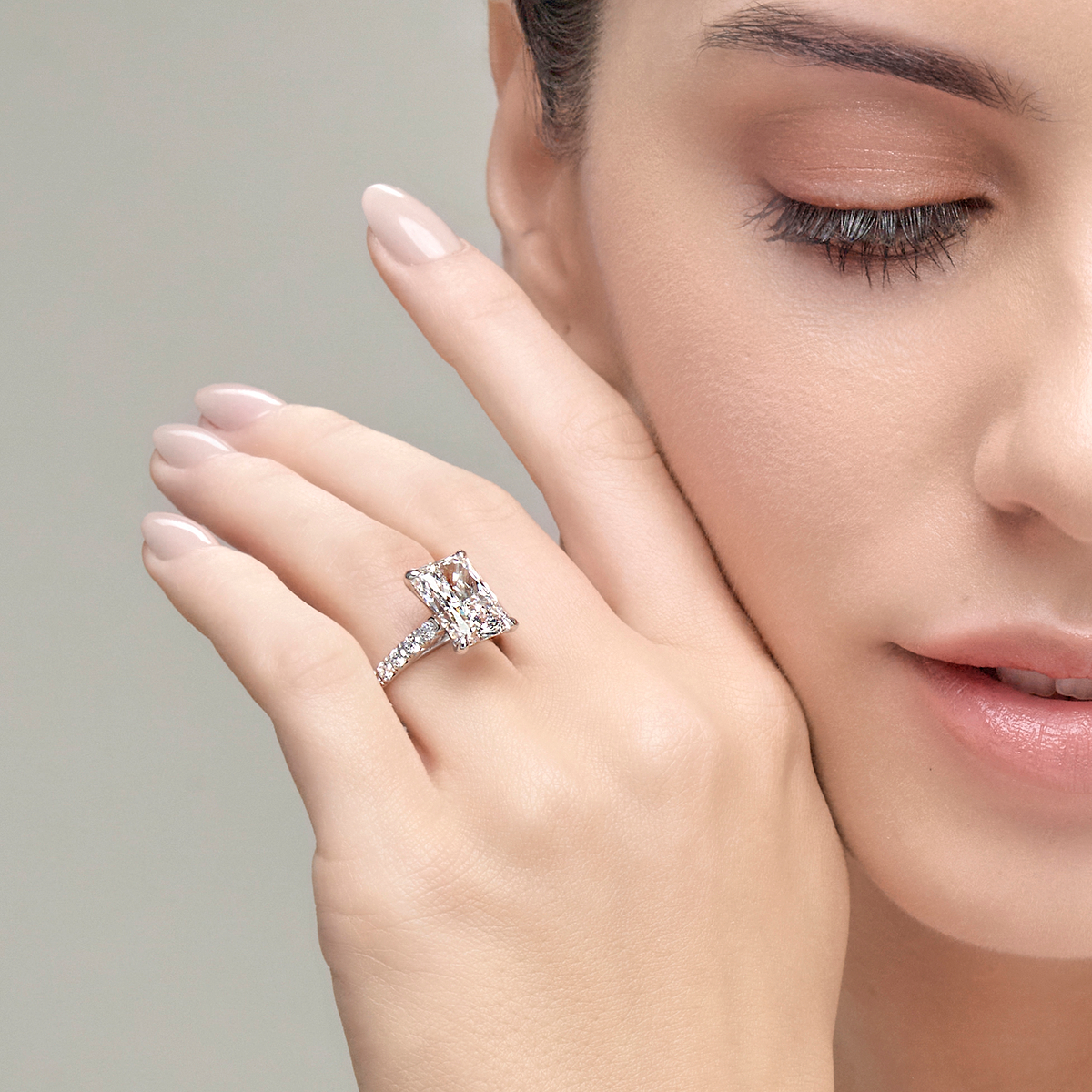 8 1/2 ctw Radiant Lab Grown Diamond French Pave Engagement Ring
