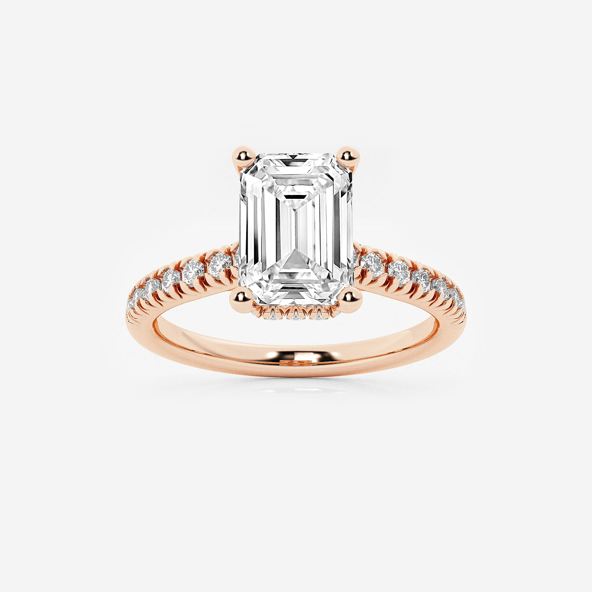 6 2/3 ctw Emerald Lab Grown Diamond Hidden Halo Engagement Ring