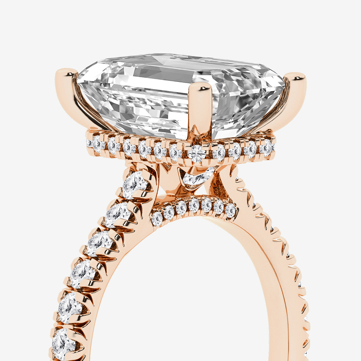 Additional Image 2 for  6 2/3 ctw Emerald Lab Grown Diamond Hidden Halo Engagement Ring