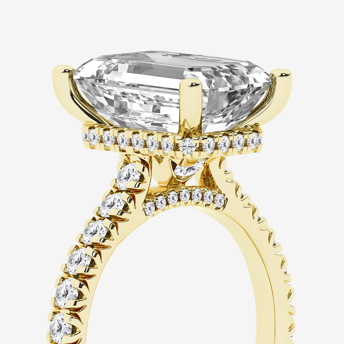 Additional Image 2 for  6 2/3 ctw Emerald Lab Grown Diamond Hidden Halo Engagement Ring