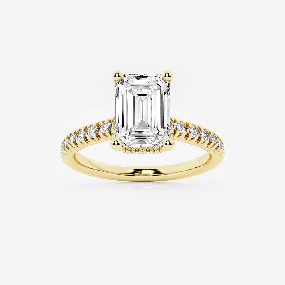 6 2/3 ctw Emerald Lab Grown Diamond Hidden Halo Engagement Ring