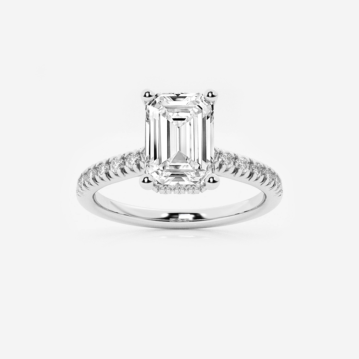 6 2/3 ctw Emerald Lab Grown Diamond Hidden Halo Engagement Ring