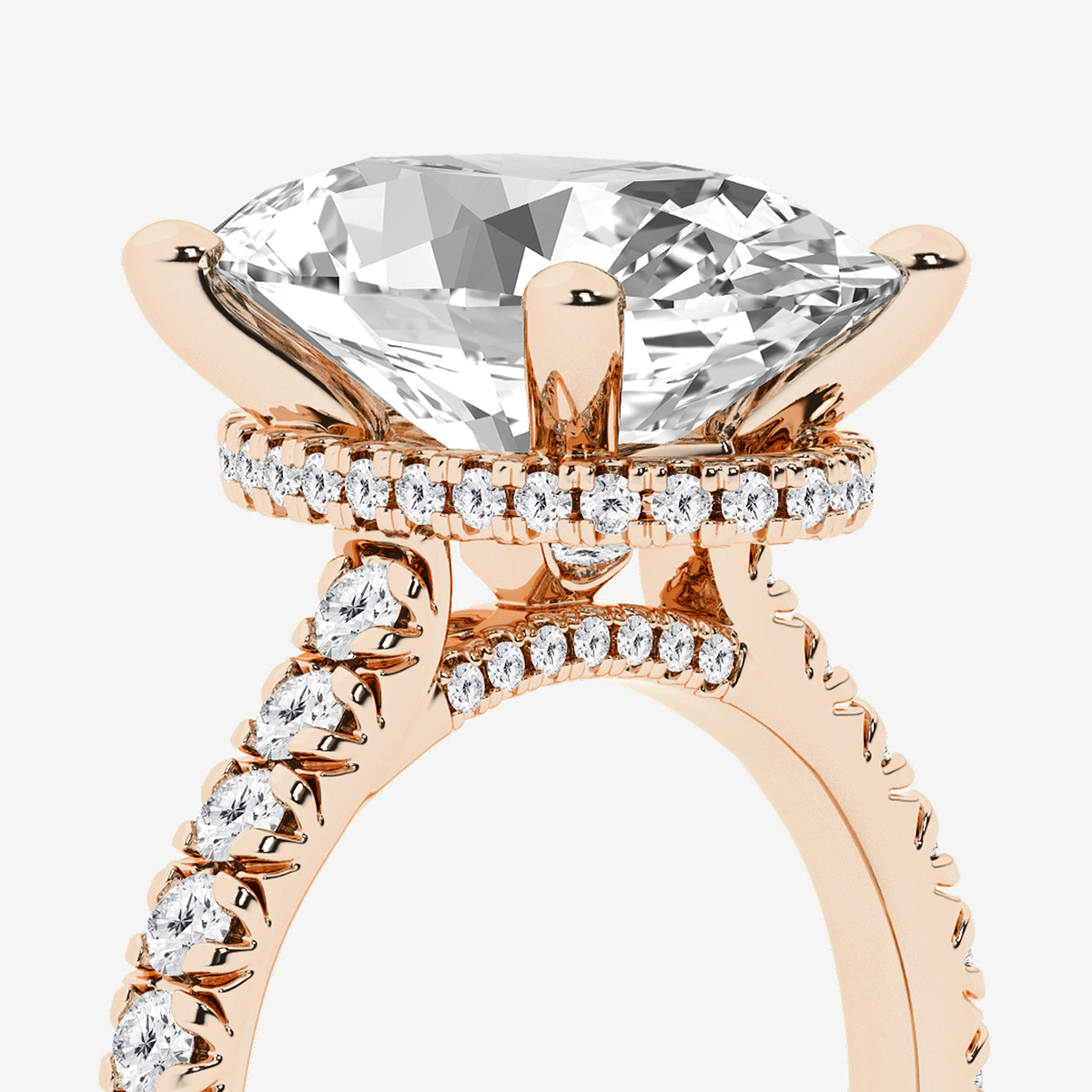 Additional Image 2 for  6 2/3 ctw Oval Lab Grown Diamond Hidden Halo Engagement Ring
