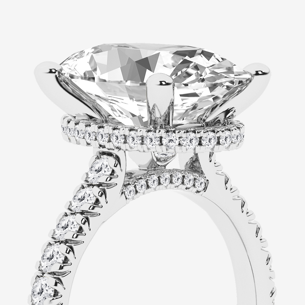 Additional Image 2 for  6 2/3 ctw Oval Lab Grown Diamond Hidden Halo Engagement Ring
