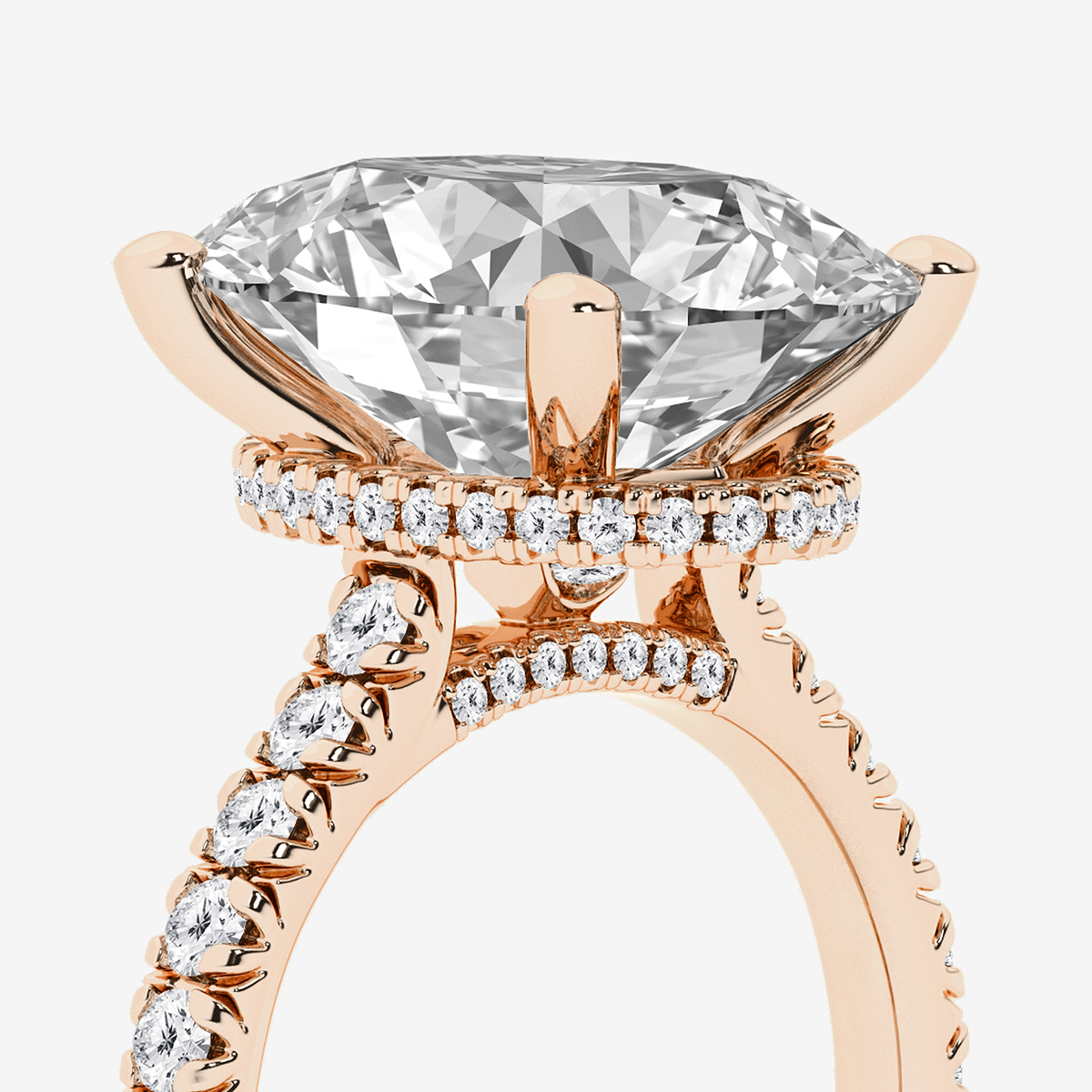 Additional Image 2 for  8 2/3 ctw Oval Lab Grown Diamond Hidden Halo Engagement Ring