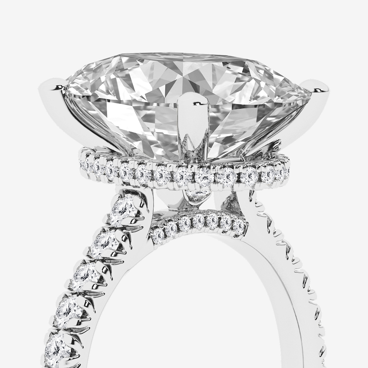 Additional Image 2 for  8 2/3 ctw Oval Lab Grown Diamond Hidden Halo Engagement Ring