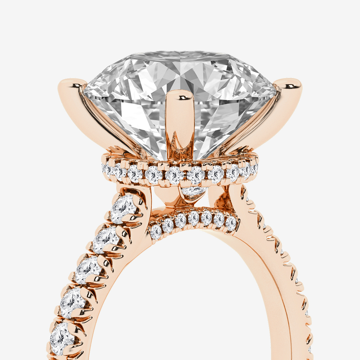 Additional Image 2 for  6 2/3 ctw Round Lab Grown Diamond Hidden Halo Engagement Ring