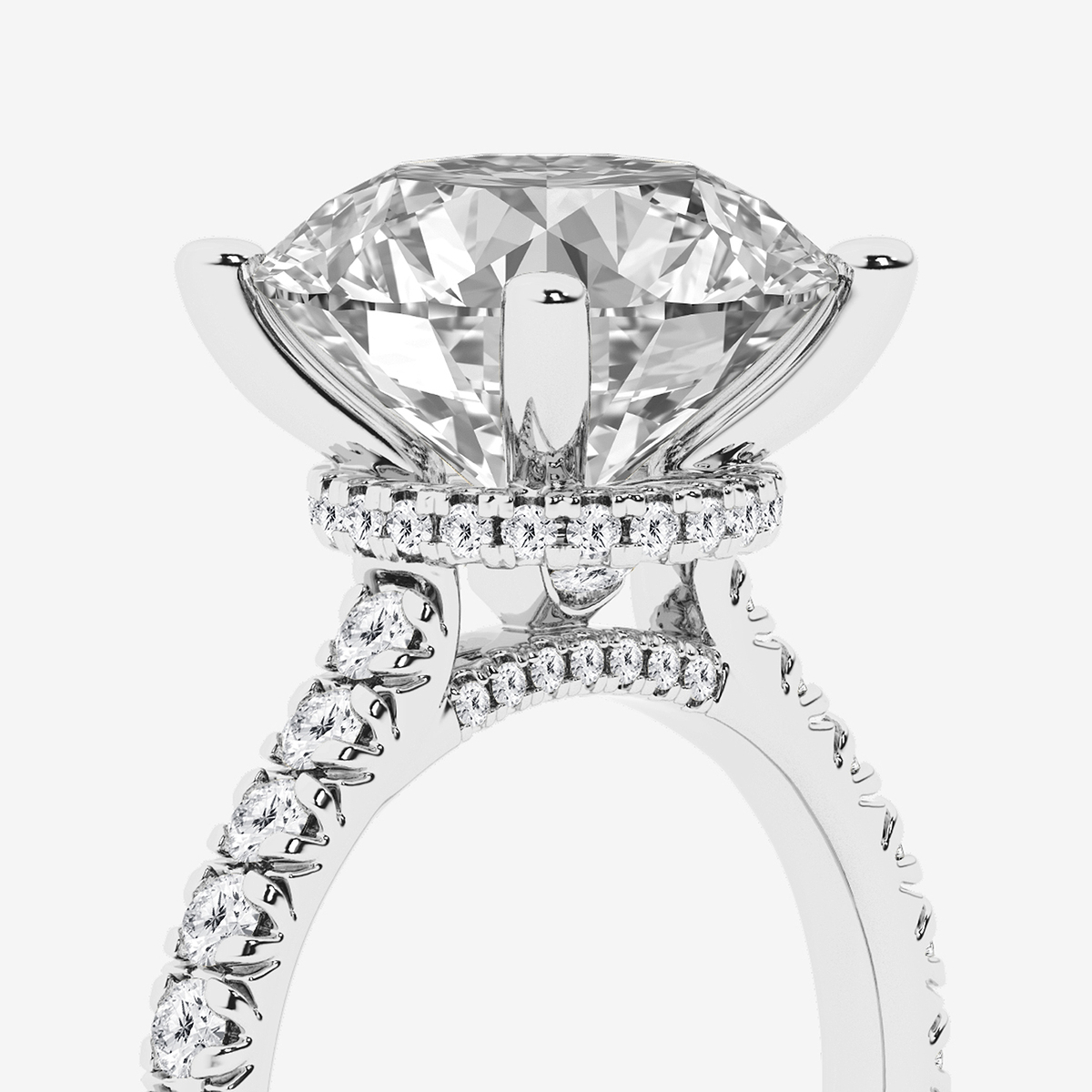 Additional Image 2 for  6 2/3 ctw Round Lab Grown Diamond Hidden Halo Engagement Ring