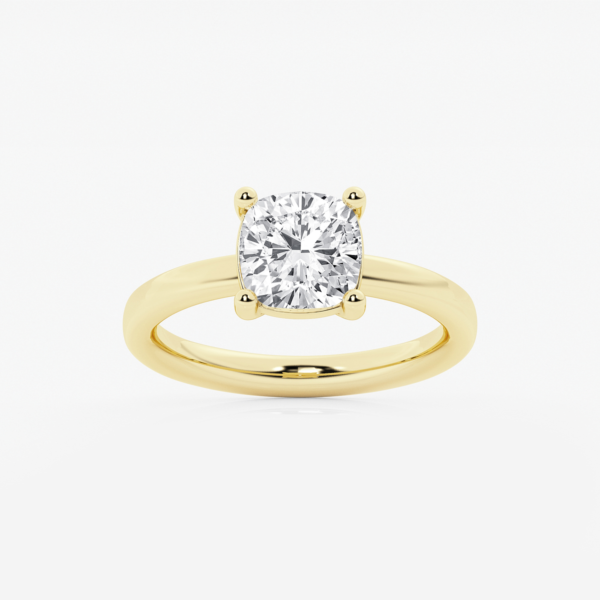 2 ctw Cushion Lab Grown Diamond Low Setting Solitaire Engagement Ring