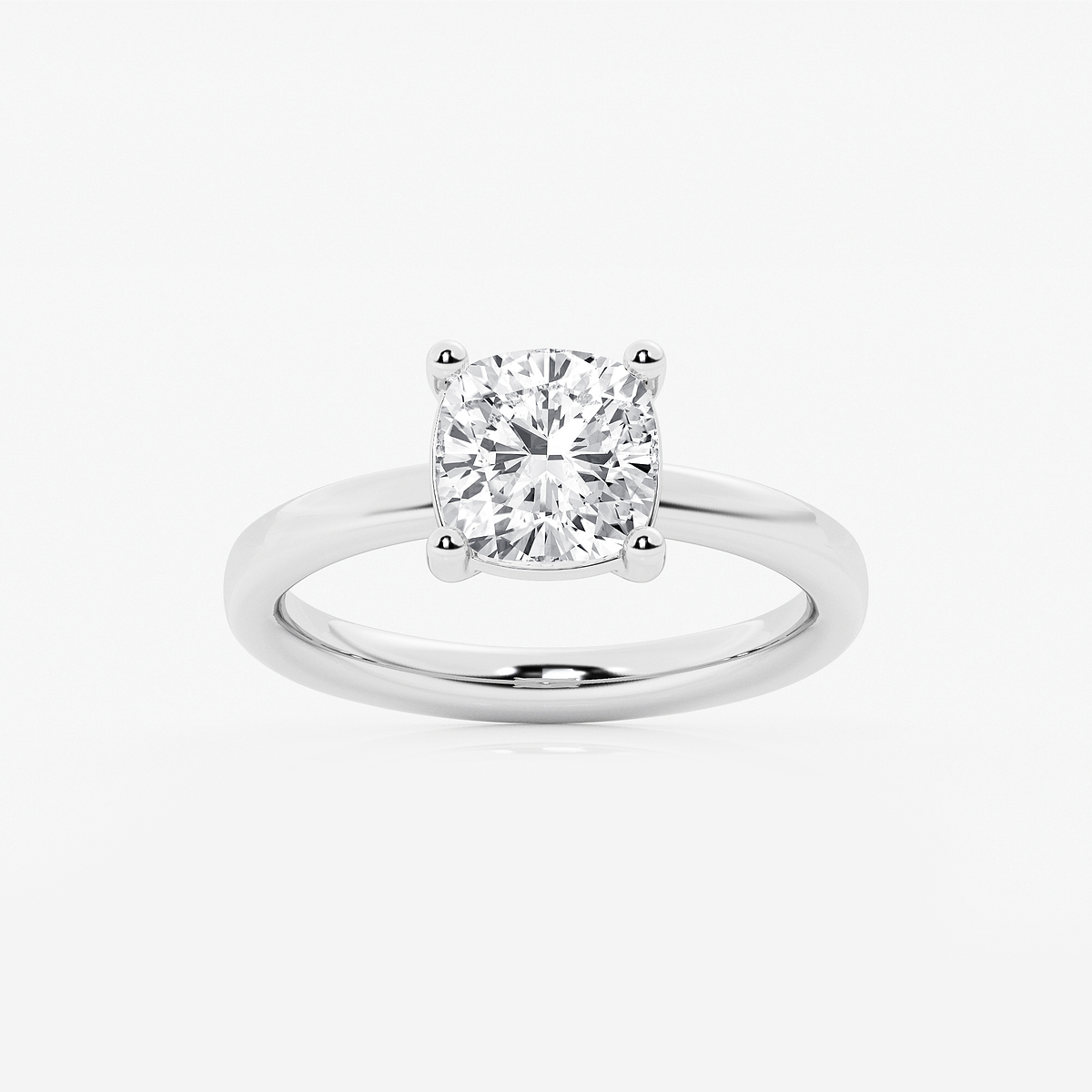 2 ctw Cushion Lab Grown Diamond Low Setting Solitaire Engagement Ring