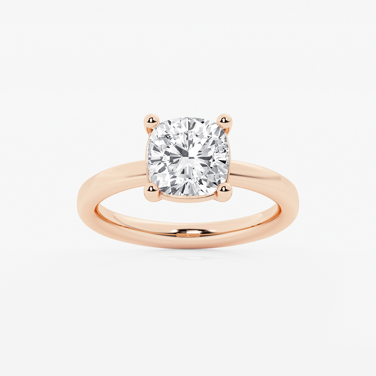 2 1/2 ctw Cushion Lab Grown Diamond Low Setting Solitaire Engagement Ring