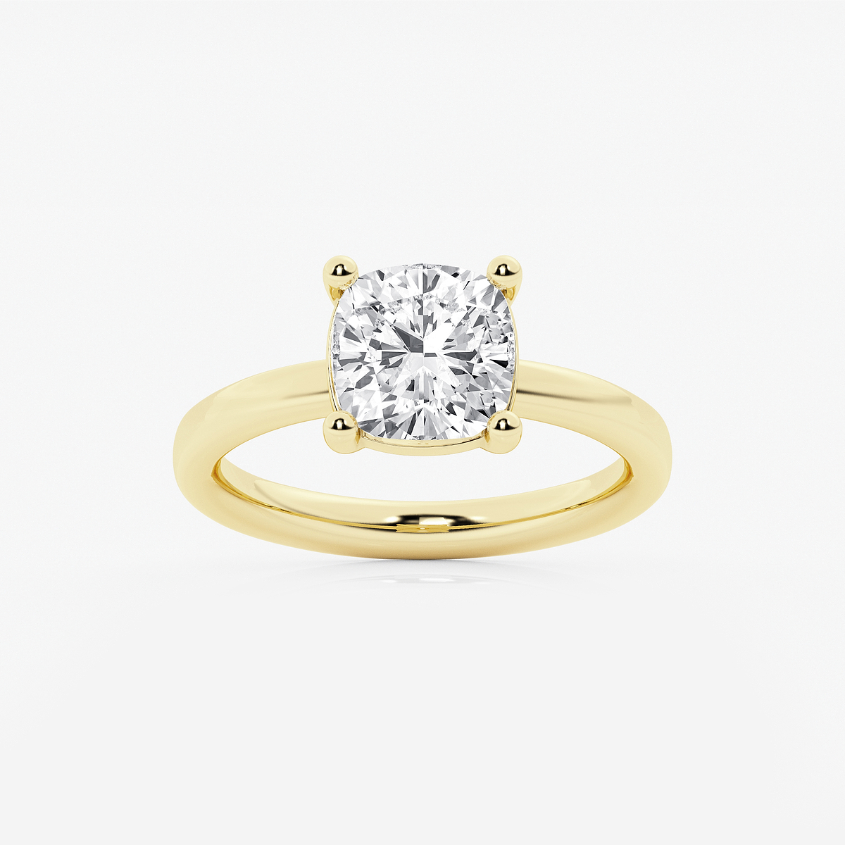 2 1/2 ctw Cushion Lab Grown Diamond Low Setting Solitaire Engagement Ring