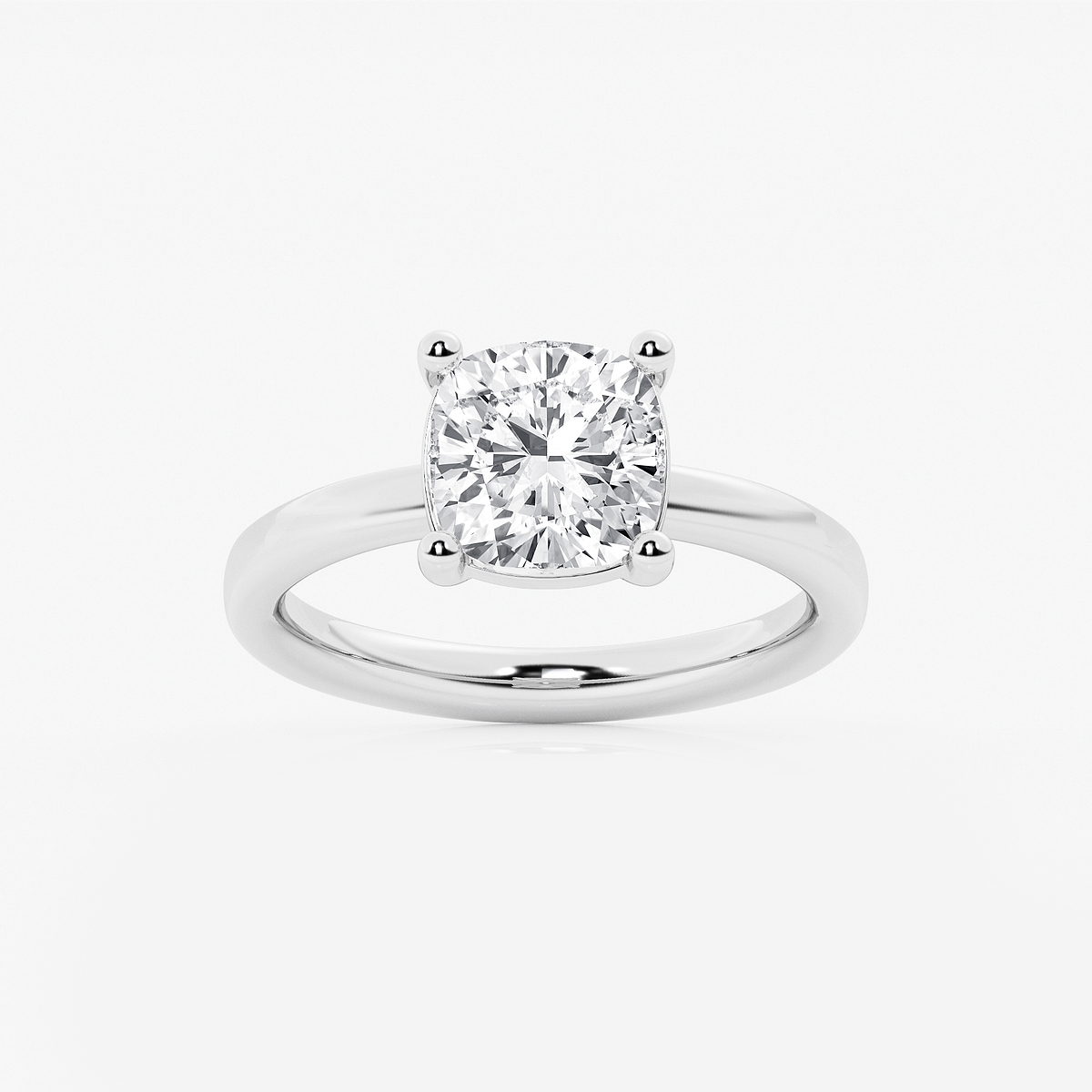 2 1/2 ctw Cushion Lab Grown Diamond Low Setting Solitaire Engagement Ring