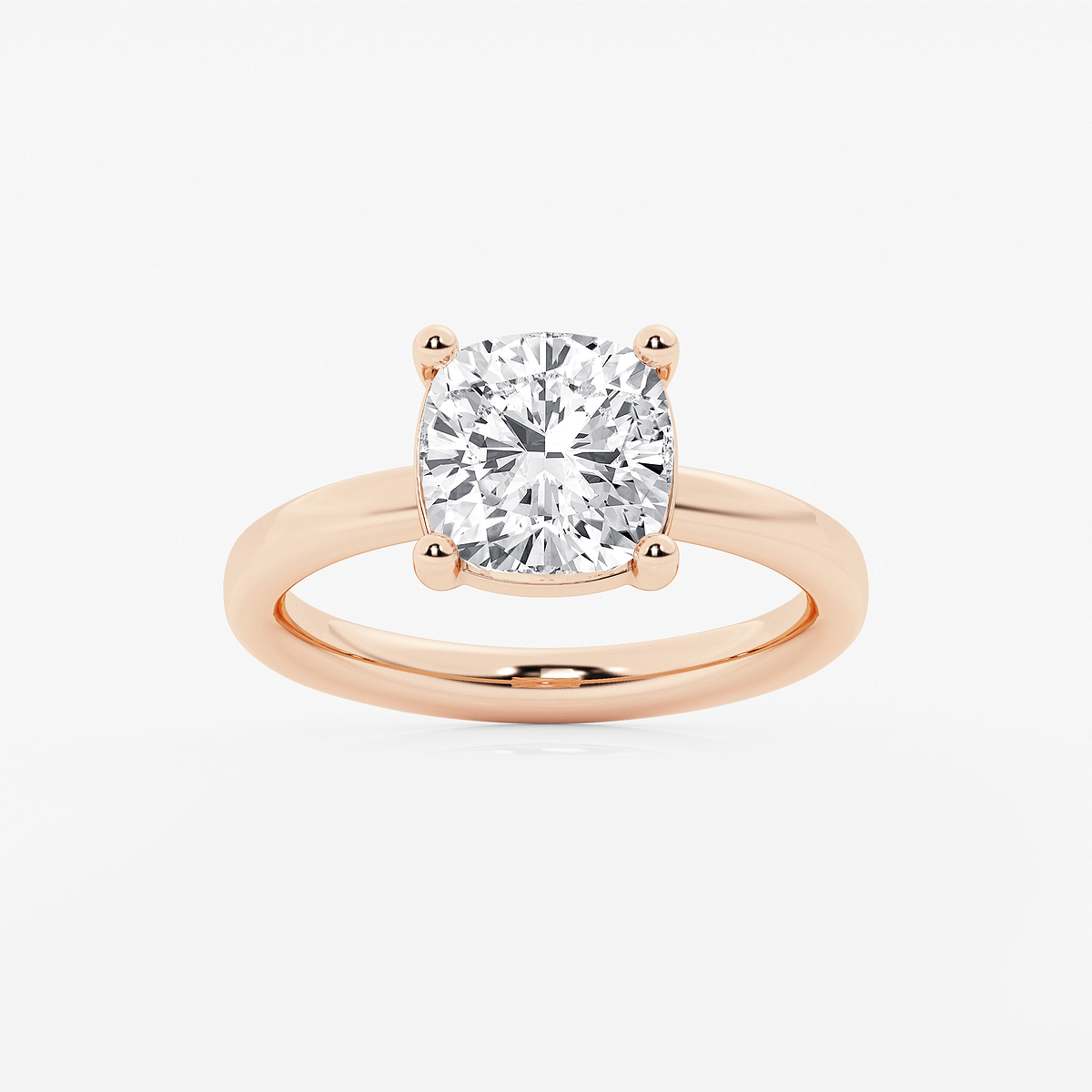 3 ctw Cushion Lab Grown Diamond Low Setting Solitaire Engagement Ring