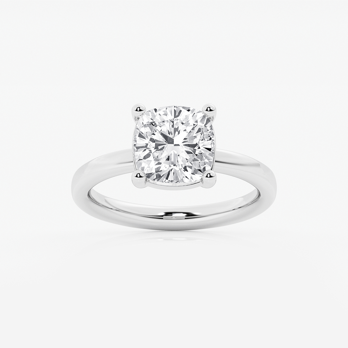 3 ctw Cushion Lab Grown Diamond Low Setting Solitaire Engagement Ring