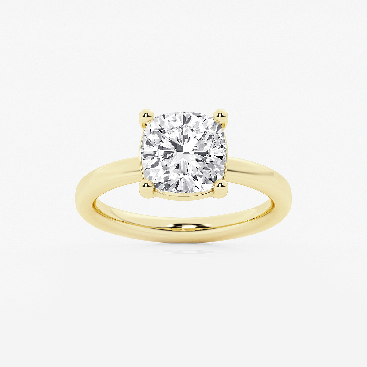 3 ctw Cushion Lab Grown Diamond Low Setting Solitaire Engagement Ring