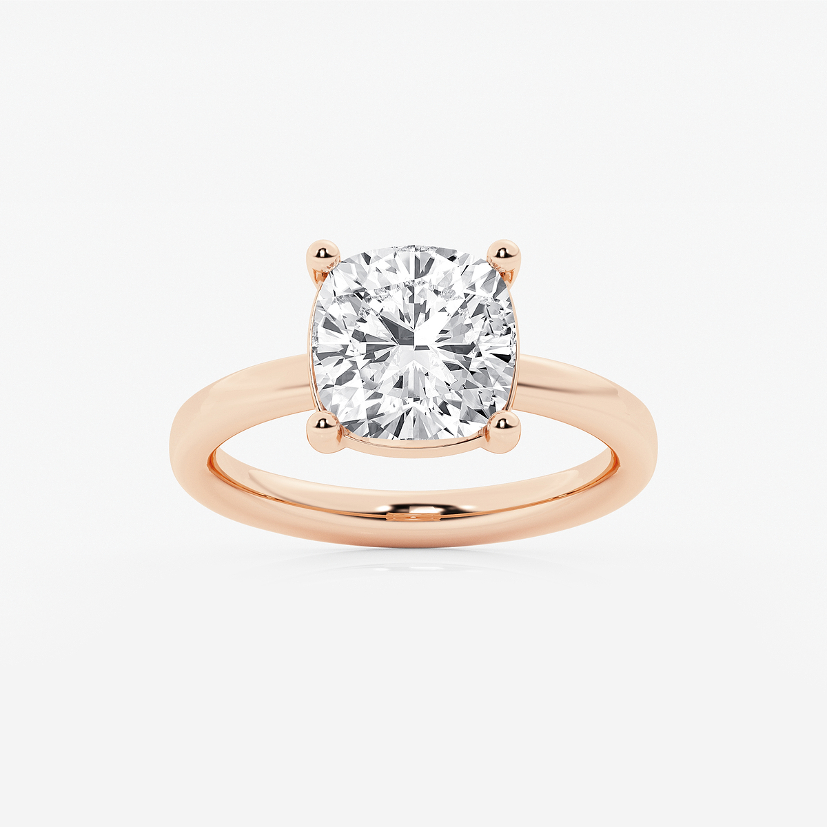 3 1/2 ctw Cushion Lab Grown Diamond Low Setting Solitaire Engagement Ring