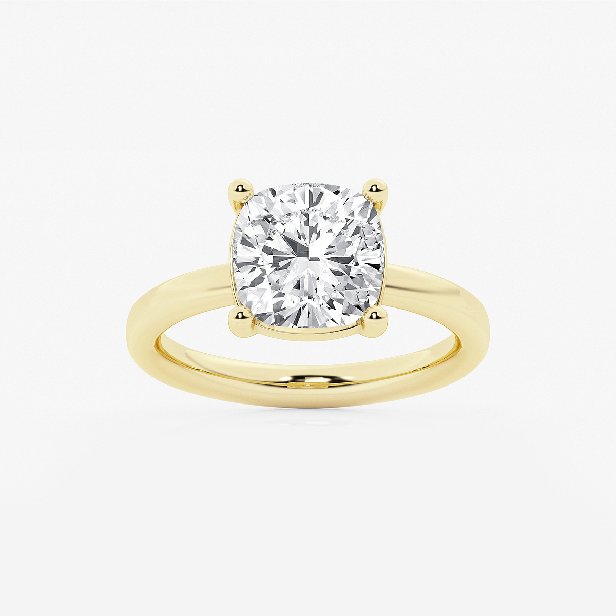 3 1/2 ctw Cushion Lab Grown Diamond Low Setting Solitaire Engagement Ring