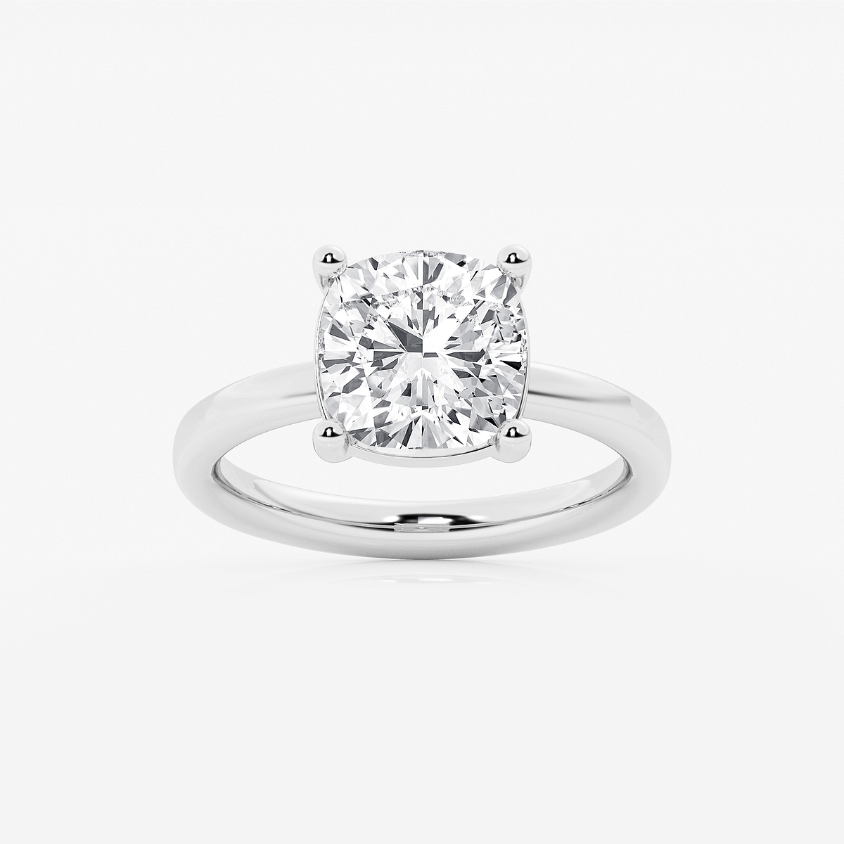 3 1/2 ctw Cushion Lab Grown Diamond Low Setting Solitaire Engagement Ring