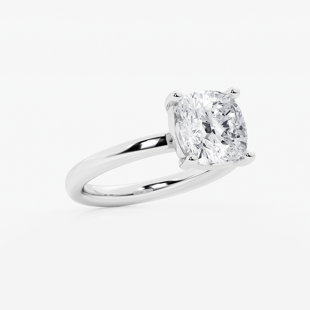 Additional Image 1 for  3 1/2 ctw Cushion Lab Grown Diamond Low Setting Solitaire Engagement Ring