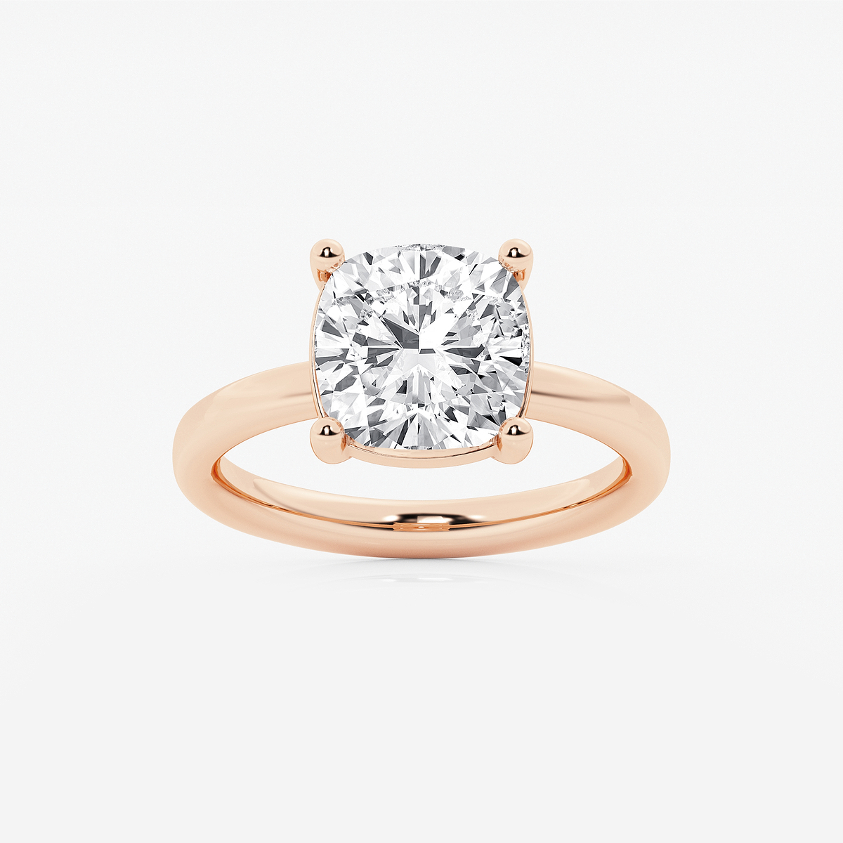 4 ctw Cushion Lab Grown Diamond Low Setting Solitaire Engagement Ring