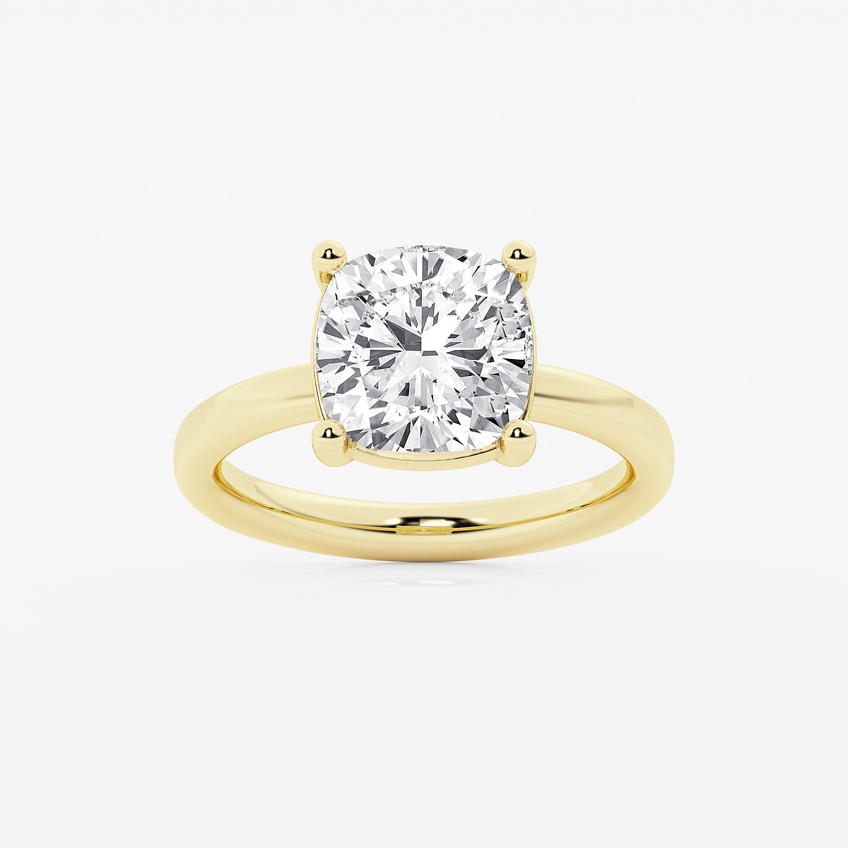 4 ctw Cushion Lab Grown Diamond Low Setting Solitaire Engagement Ring