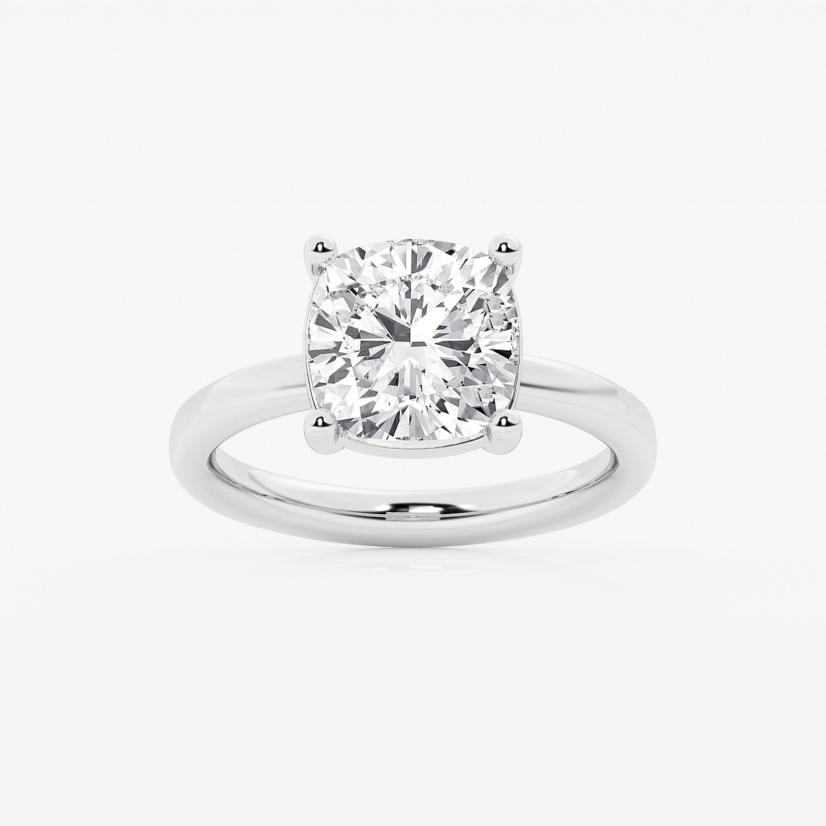 4 ctw Cushion Lab Grown Diamond Low Setting Solitaire Engagement Ring