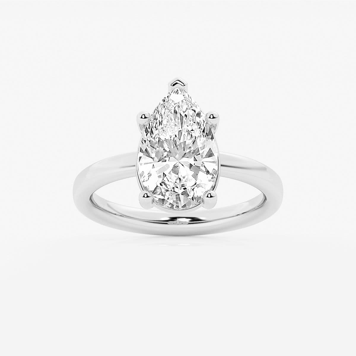 3 ctw Pear Lab Grown Diamond Low Setting Solitaire Engagement Ring 14K White Gold, F, VS2