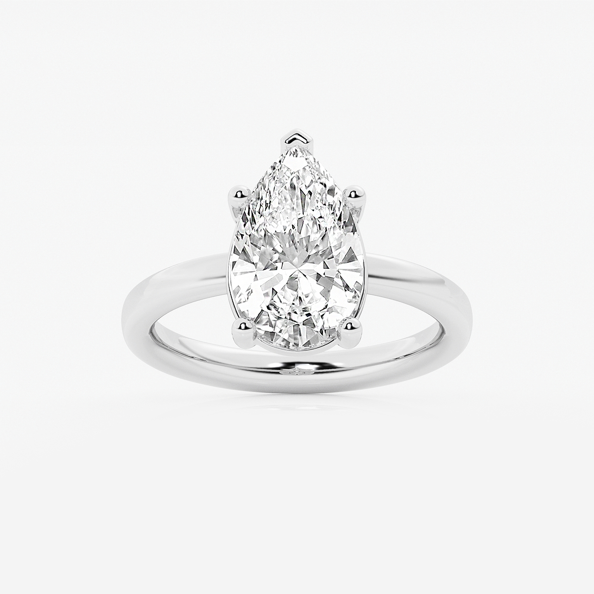 3 ctw Pear Lab Grown Diamond Low Setting Solitaire Engagement Ring