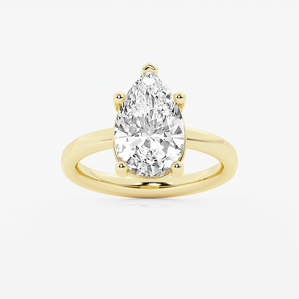3 1/2 ctw Pear Lab Grown Diamond Low Setting Solitaire Engagement Ring