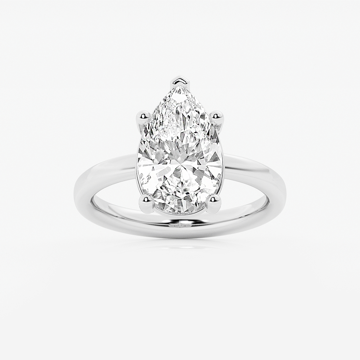 3 1/2 ctw Pear Lab Grown Diamond Low Setting Solitaire Engagement Ring