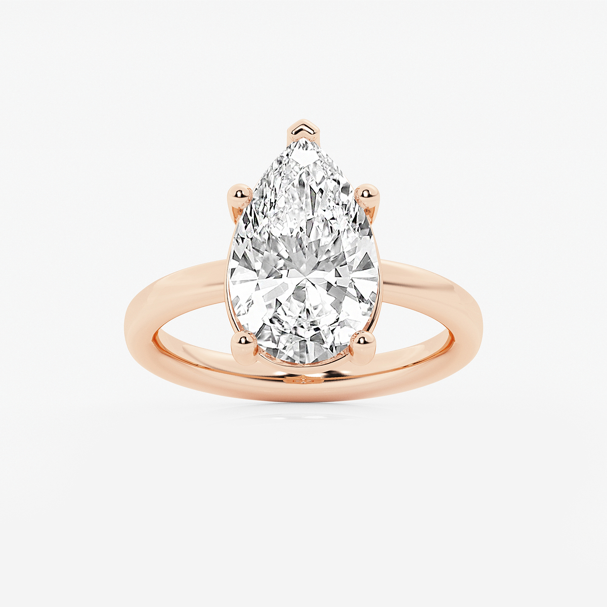 4 ctw Pear Lab Grown Diamond Low Setting Solitaire Engagement Ring