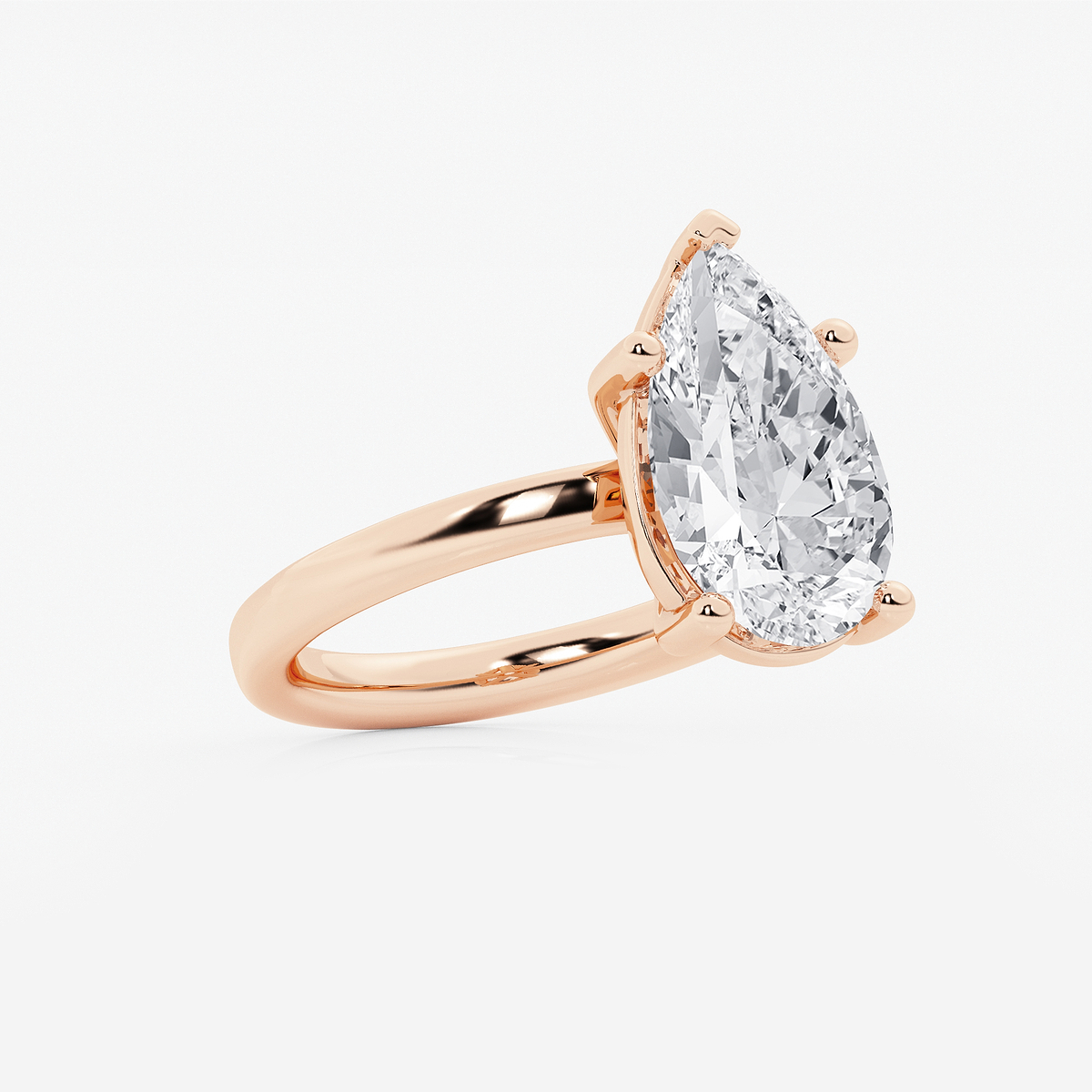 Additional Image 1 for  4 ctw Pear Lab Grown Diamond Low Setting Solitaire Engagement Ring
