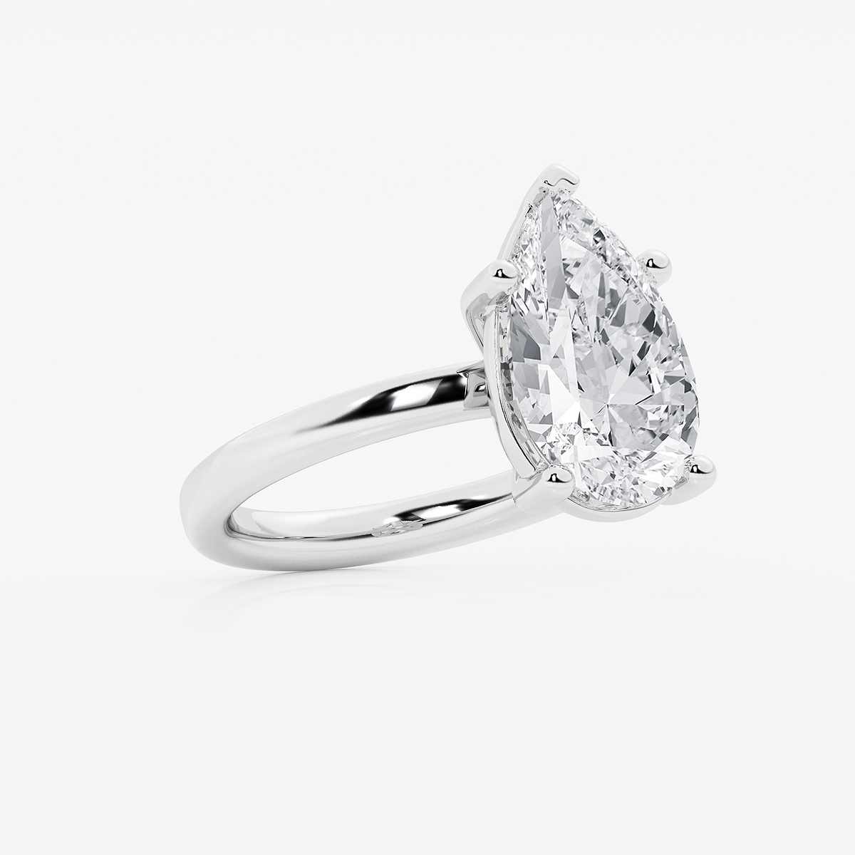 Additional Image 1 for  4 ctw Pear Lab Grown Diamond Low Setting Solitaire Engagement Ring