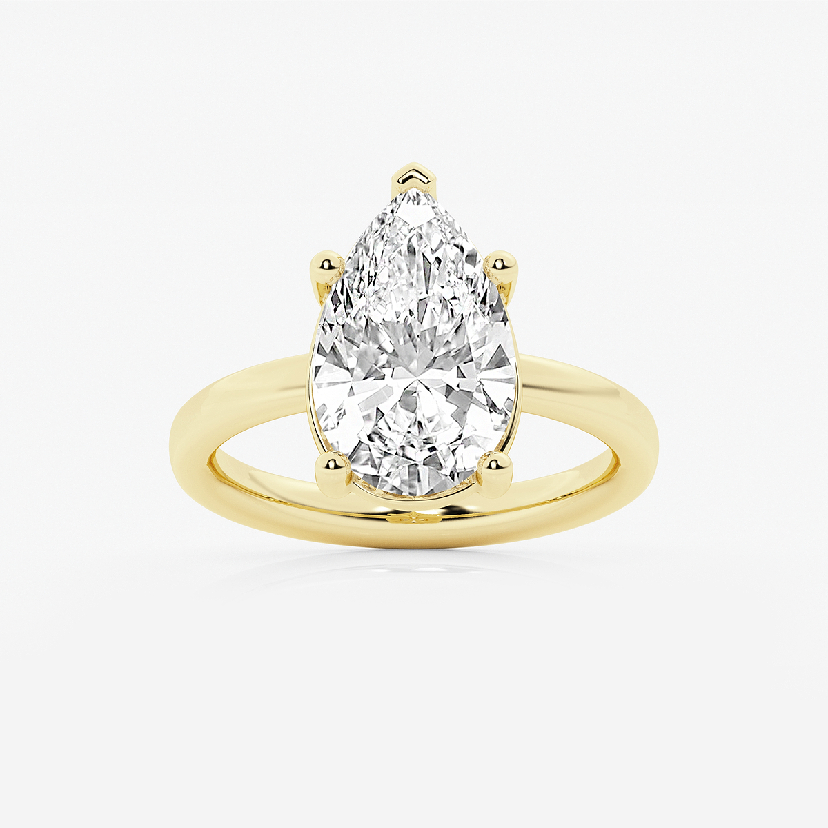 4 ctw Pear Lab Grown Diamond Low Setting Solitaire Engagement Ring