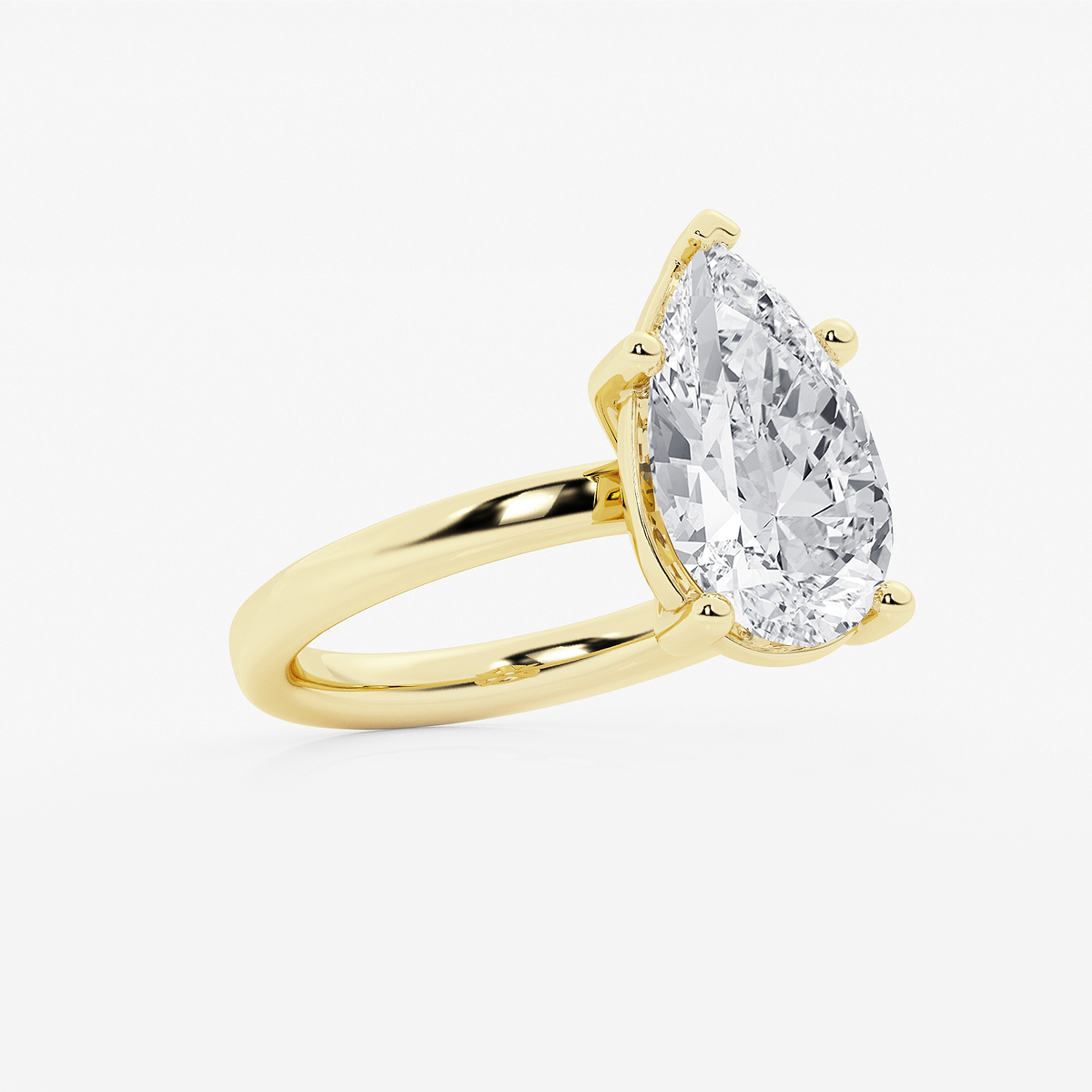 Additional Image 1 for  4 ctw Pear Lab Grown Diamond Low Setting Solitaire Engagement Ring
