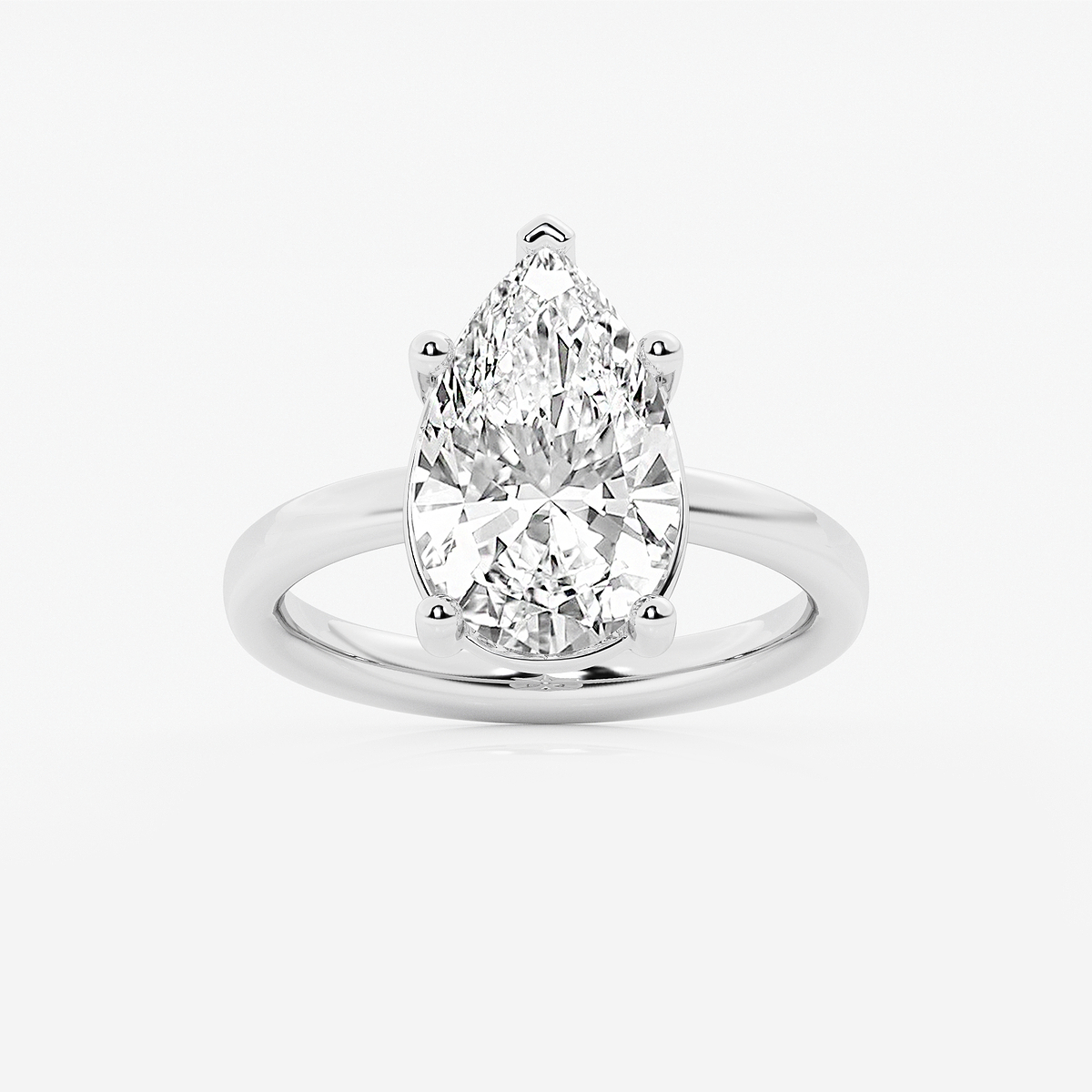 4 ctw Pear Lab Grown Diamond Low Setting Solitaire Engagement Ring