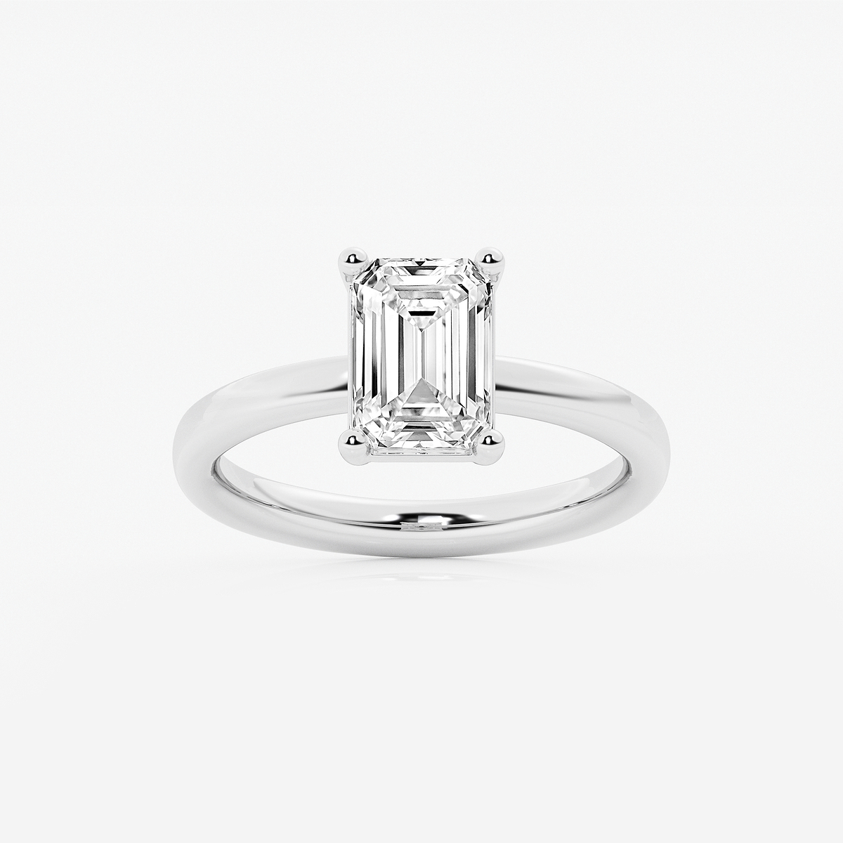 2 ctw Emerald Lab Grown Diamond Low Setting Solitaire Engagement Ring