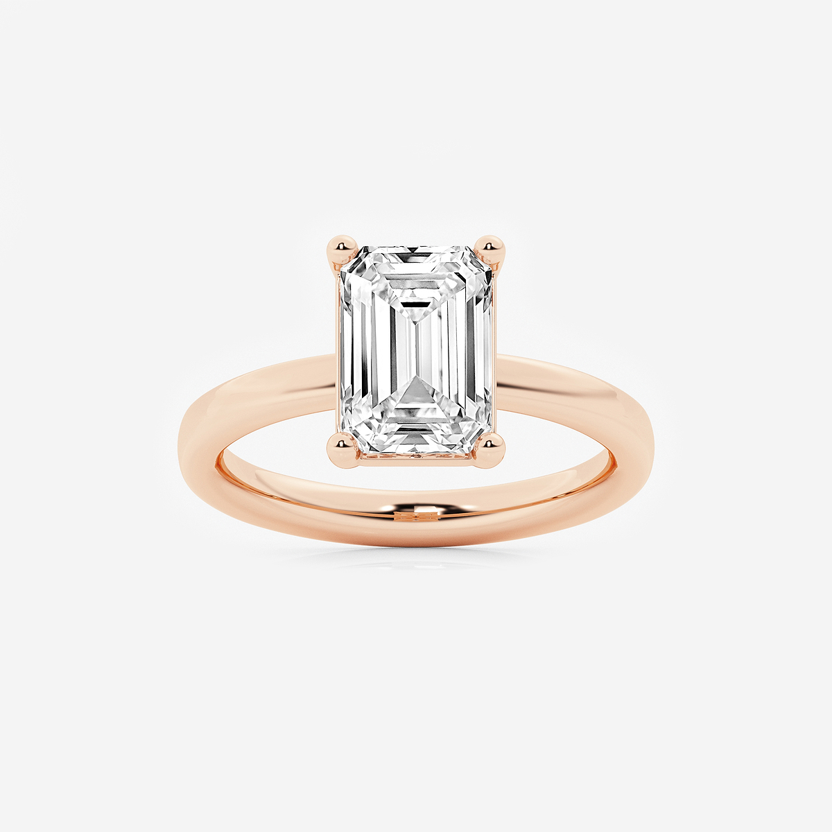 3 ctw Emerald Lab Grown Diamond Low Setting Solitaire Engagement Ring