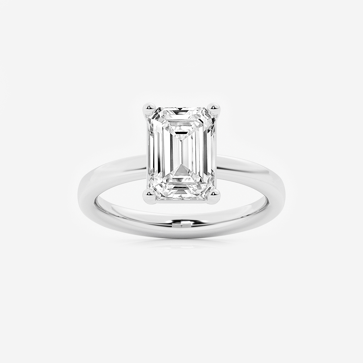 3 ctw Emerald Lab Grown Diamond Low Setting Solitaire Engagement Ring