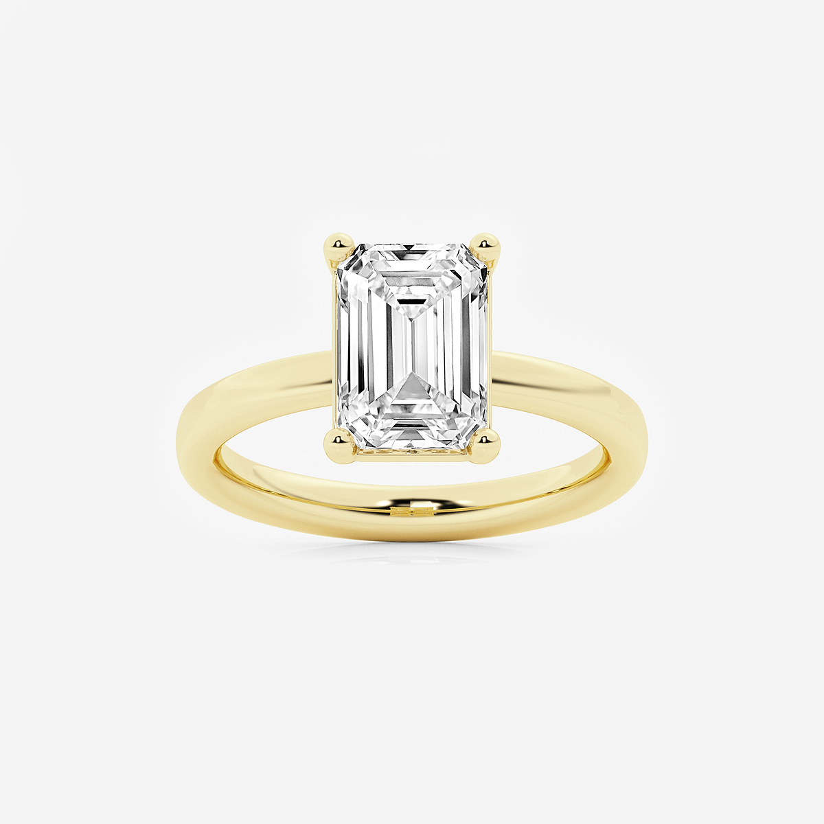 3 ctw Emerald Lab Grown Diamond Low Setting Solitaire Engagement Ring