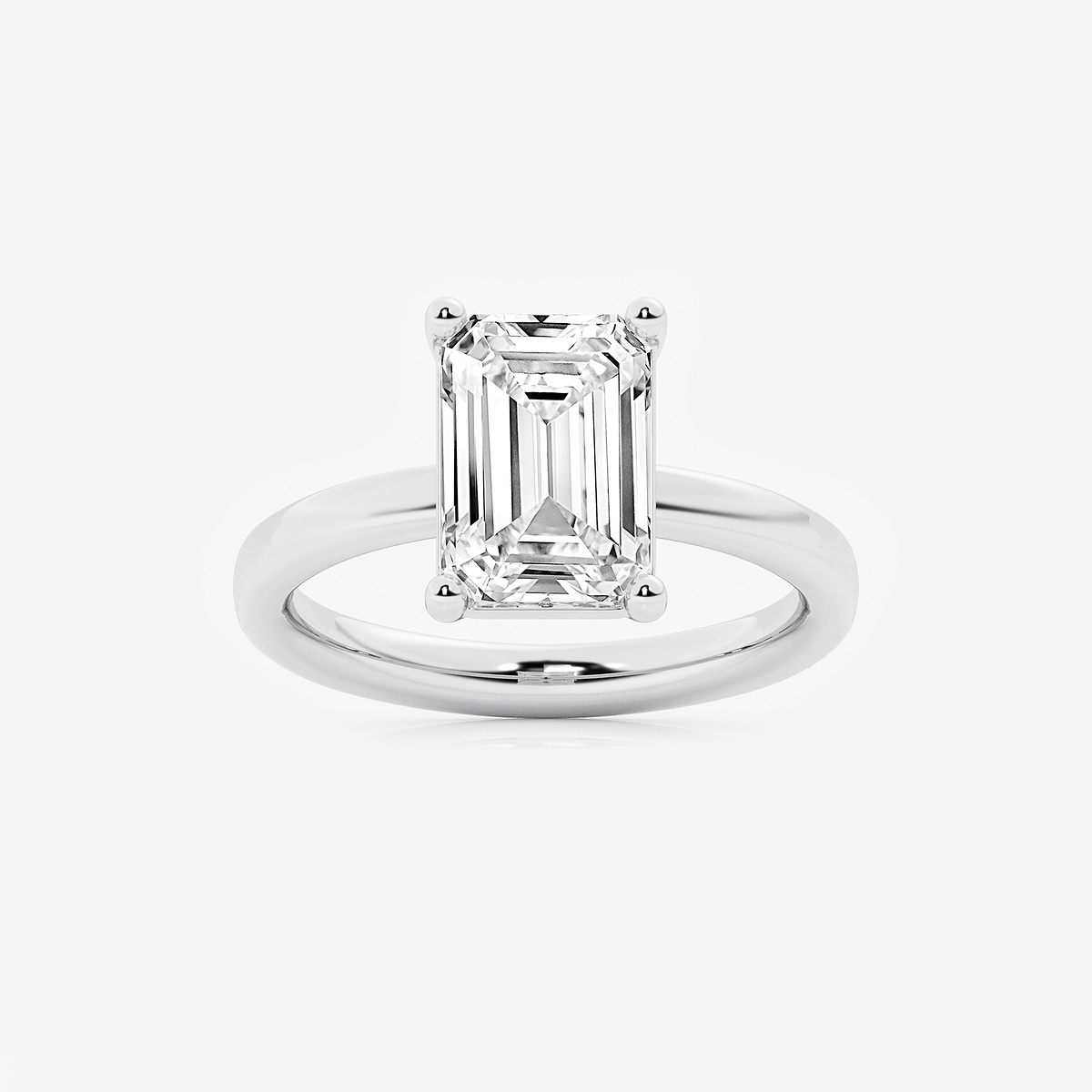 3 1/2 ctw Emerald Lab Grown Diamond Low Setting Solitaire Engagement Ring