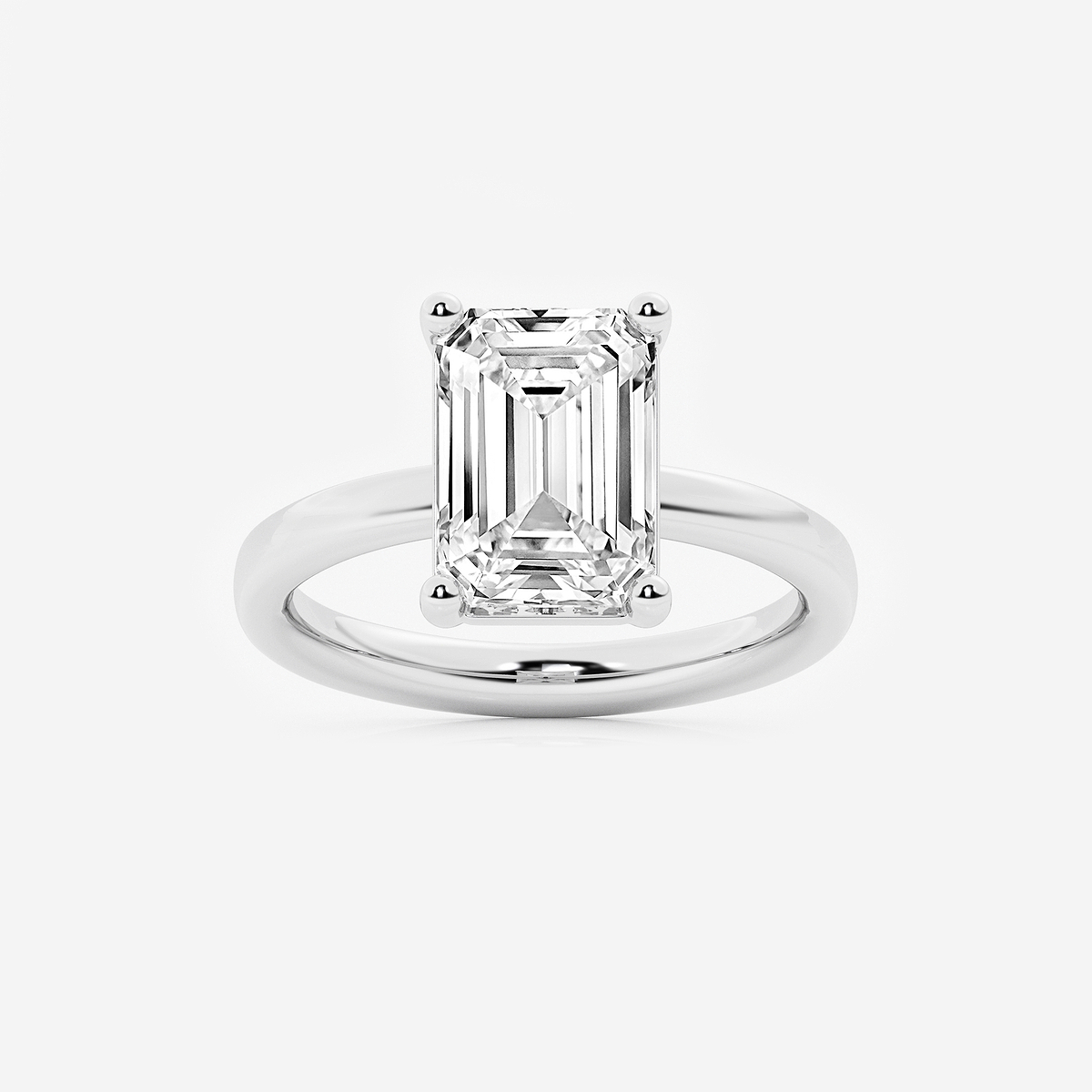 4 ctw Emerald Lab Grown Diamond Low Setting Solitaire Engagement Ring
