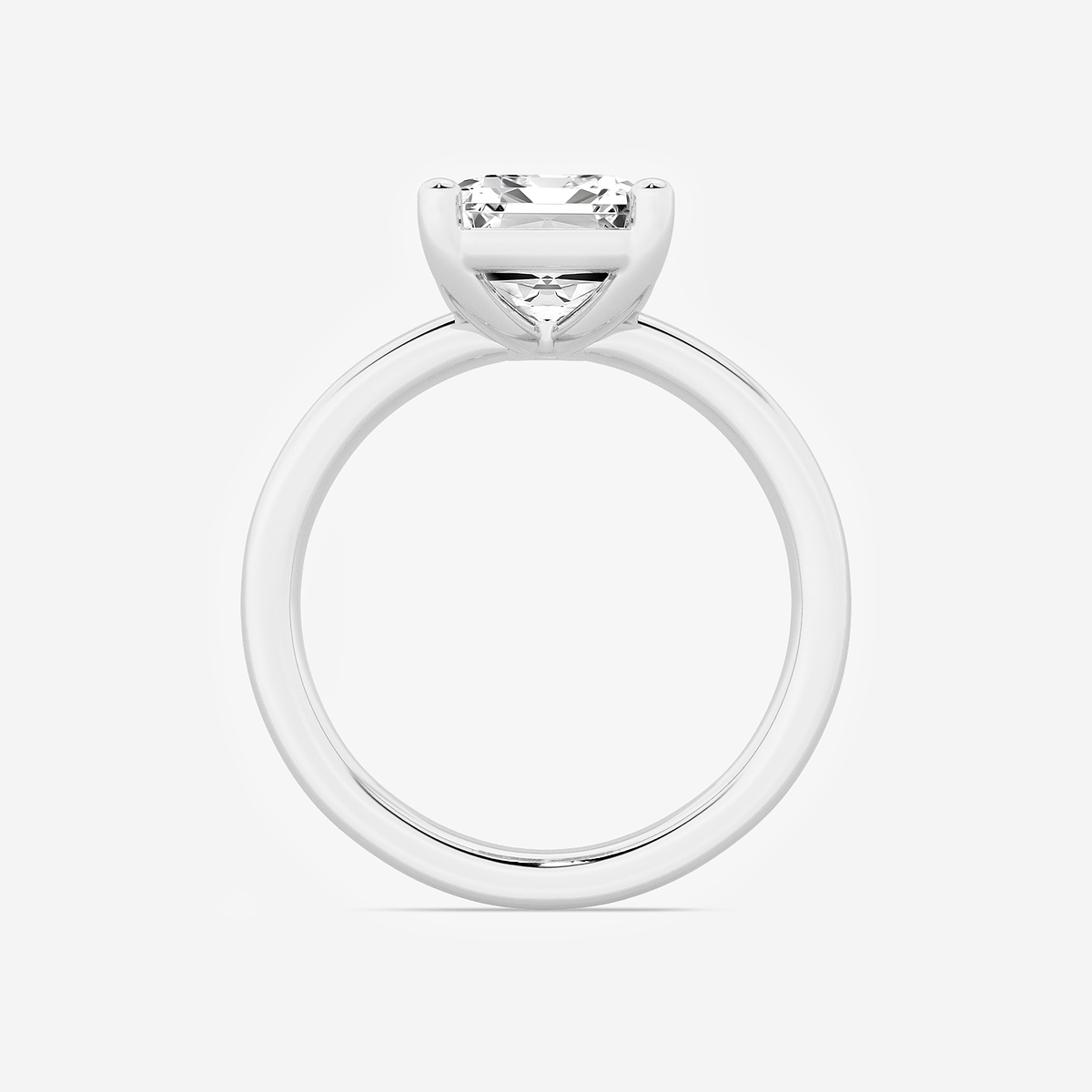 Additional Image 1 for  4 ctw Emerald Lab Grown Diamond Low Setting Solitaire Engagement Ring