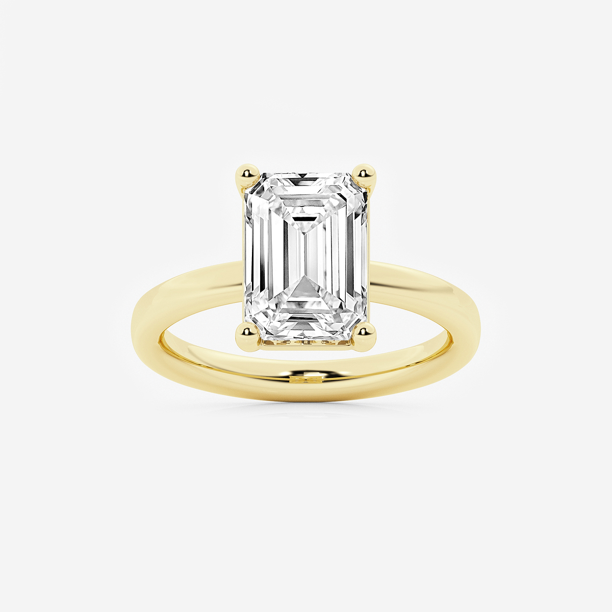4 ctw Emerald Lab Grown Diamond Low Setting Solitaire Engagement Ring