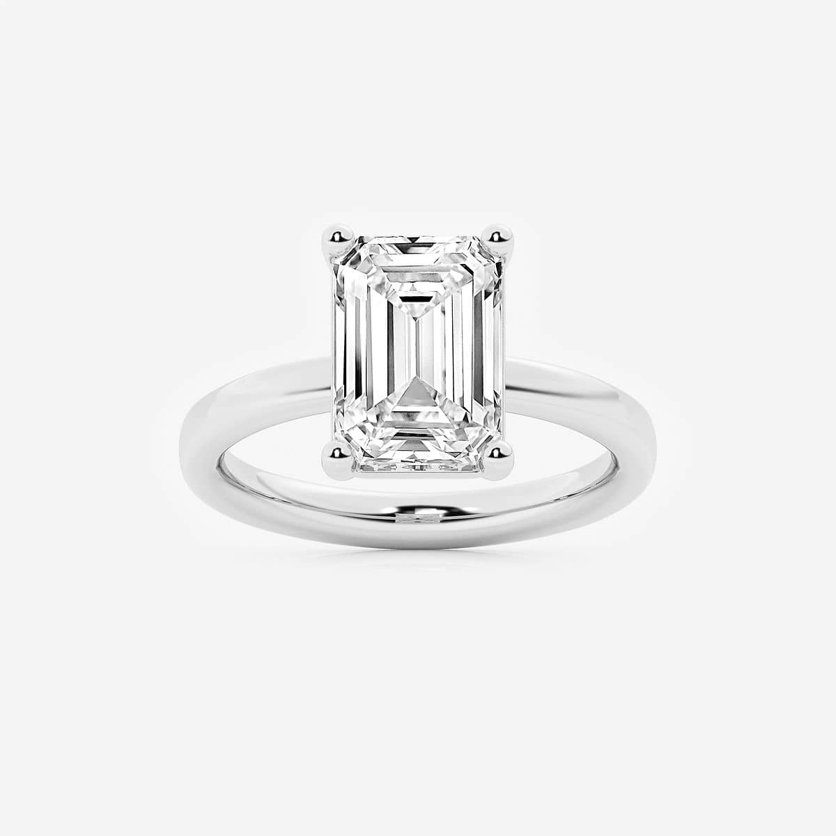 4 ctw Emerald Lab Grown Diamond Low Setting Solitaire Engagement Ring