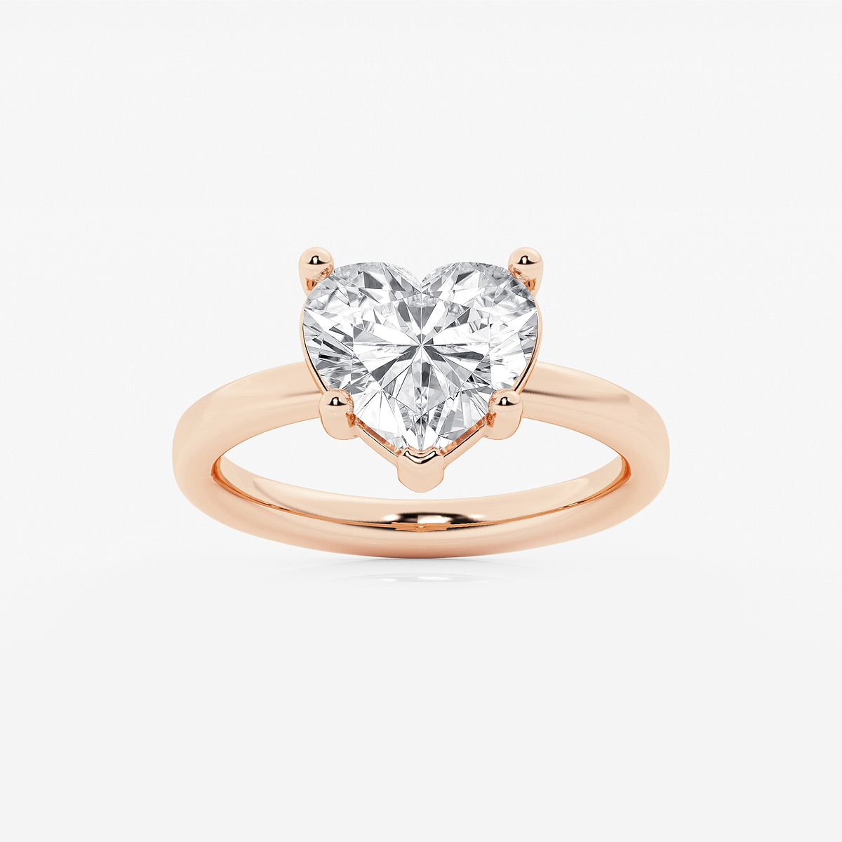 Gala 1/2 ctw Heart Lab Grown Diamond Low Setting Solitaire Engagement  Ring 14K Rose Gold, D, VVS