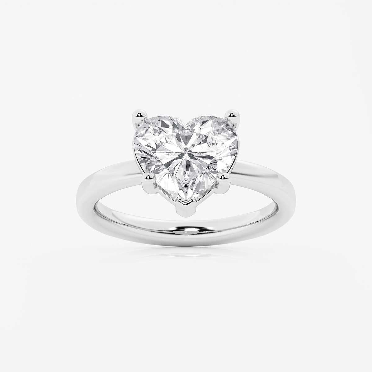 3 1/2 ctw Heart Lab Grown Diamond Low Setting Solitaire Engagement Ring
