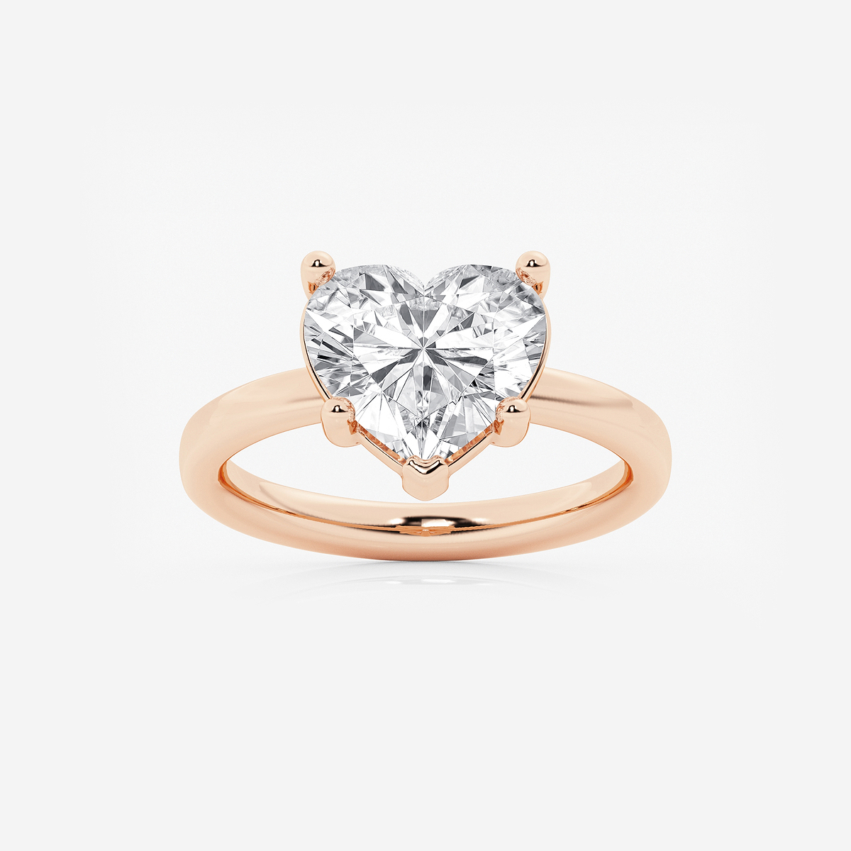 4 ctw Heart Lab Grown Diamond Low Setting Solitaire Engagement Ring